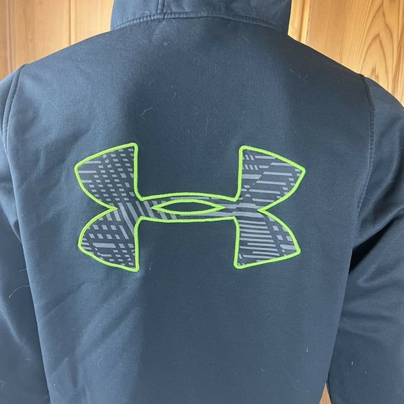Men's Under Armour Neon Green Black Full Zip-Up Hoodie Sweatshirt Small Fleece - Picture 7 of 10